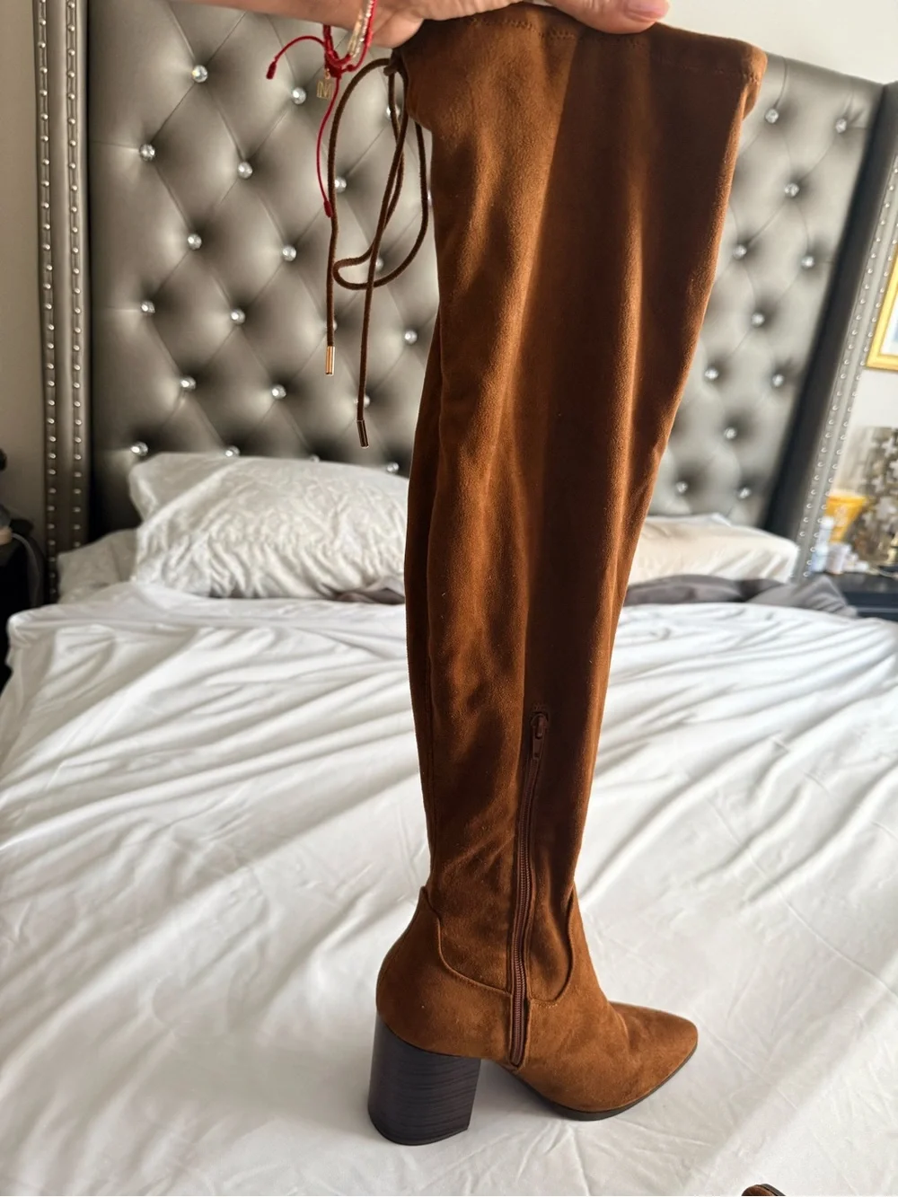 Mossimo Supply Co. Over-the-Knee Suede Boots in Cognac Brown